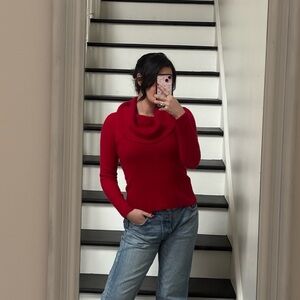 Red Cashmere Sweater Turtleneck / Mockneck vtg